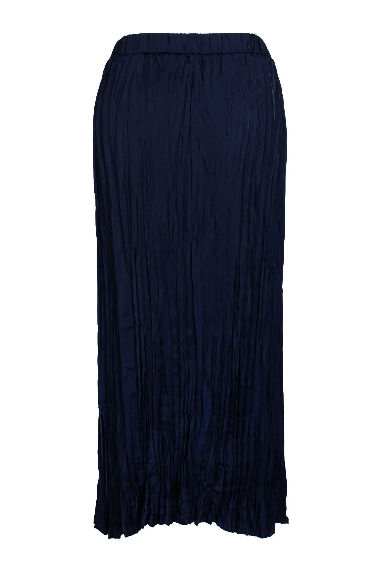 Casual Moments Travel Friendly Pleated Satin Maxi Skirt | NAVY | 4493C1