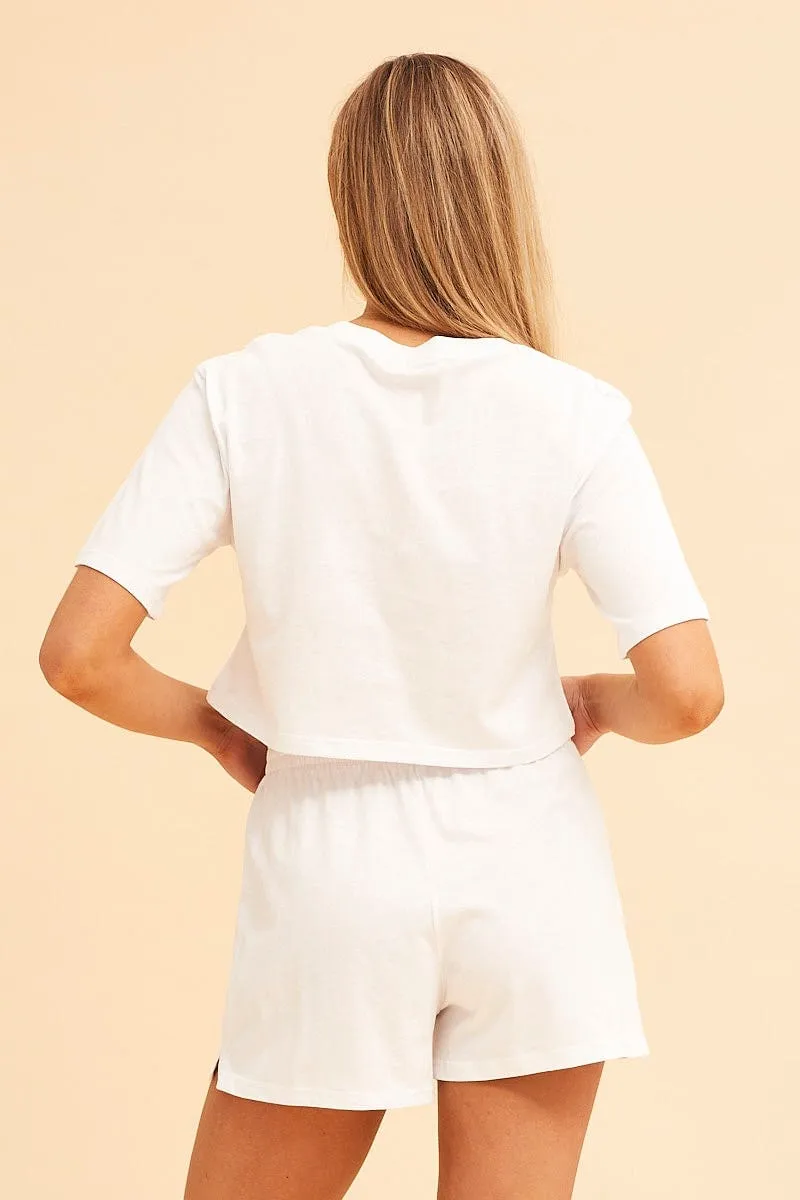 Active Wear Shorts White Jamie Pull On Lounge Short