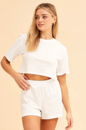 White Jamie Pull On Lounge Short Quick Access Pockets Everyday Style