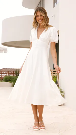 Winter Snow Trendy Appearance Melea Midi Dress - White