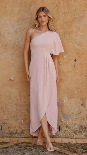 Lilac Soft Emma One Sleeve Maxi Dress - Dusty Pink