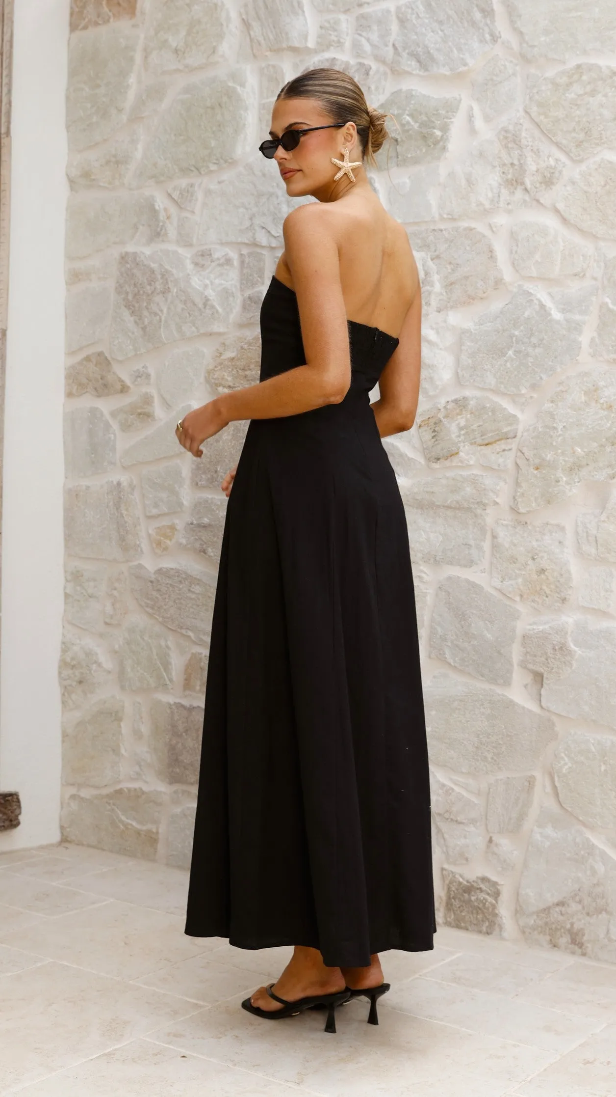delicate embroidery Stylish spring maxi Astrid Strapless Maxi Dress - Black
