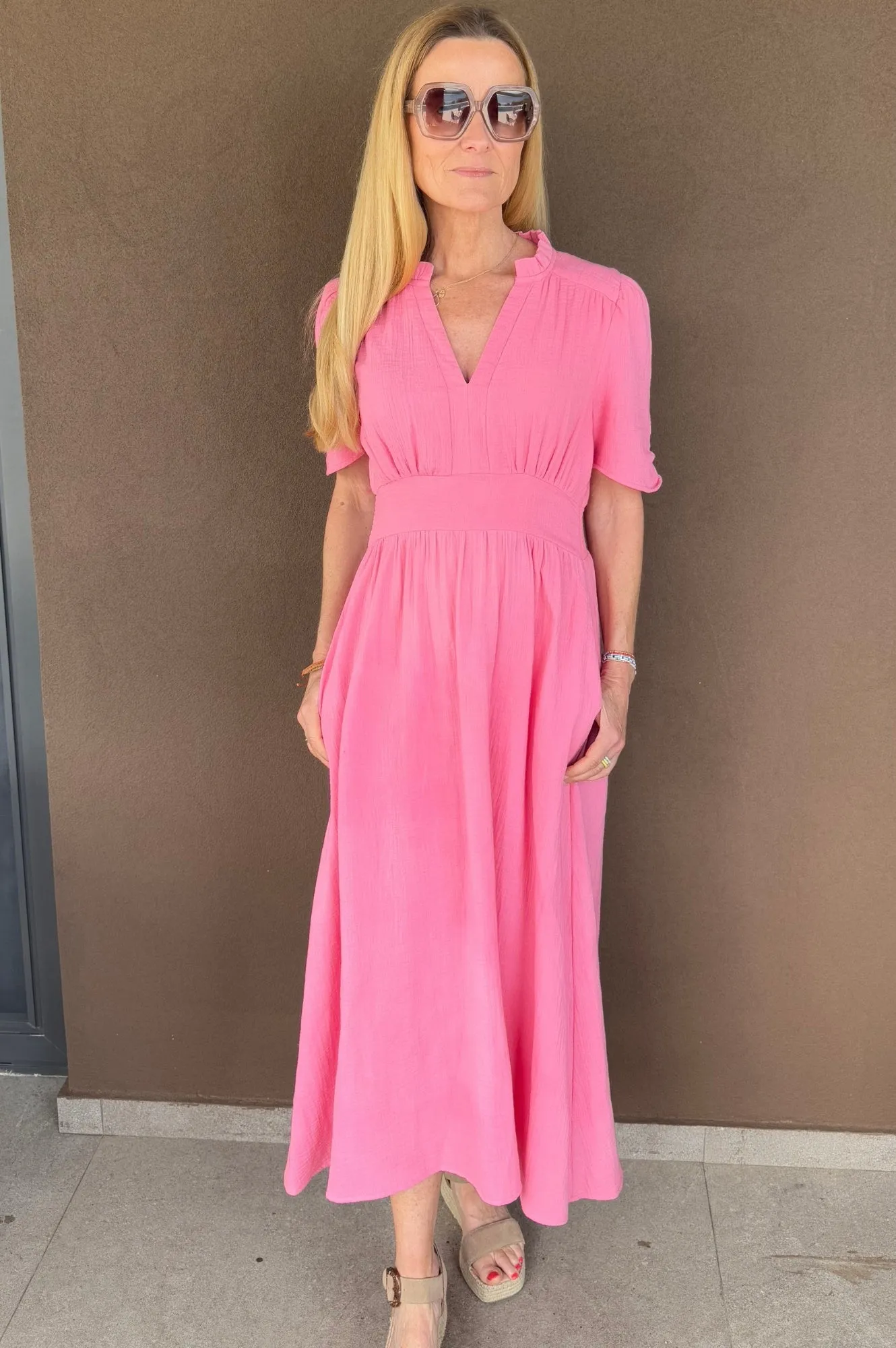 Esha Organic Cotton Cheesecloth Dress | Pink Wave Sound