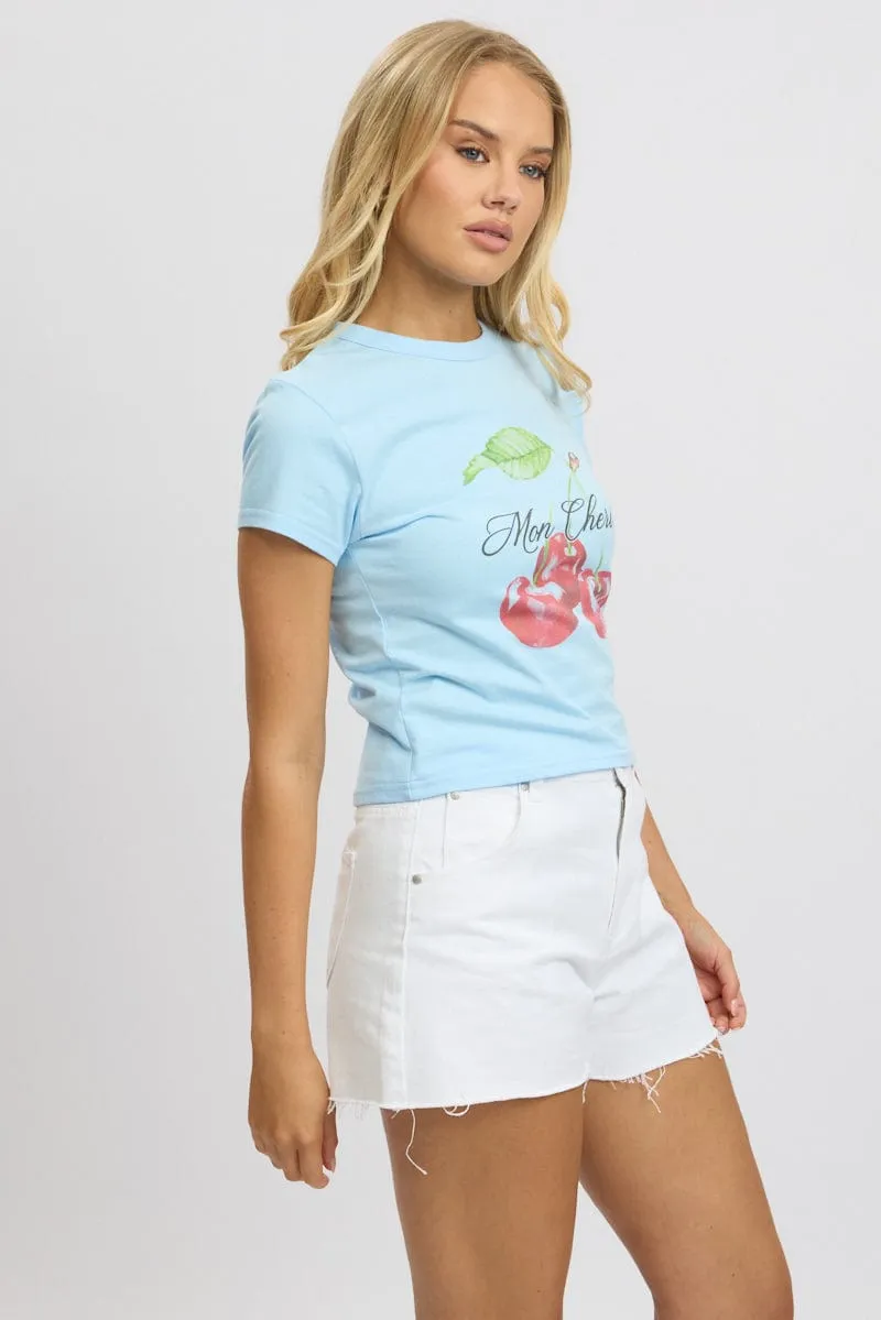 Classic Layer Wear Blue Graphic Tee Short Sleeve