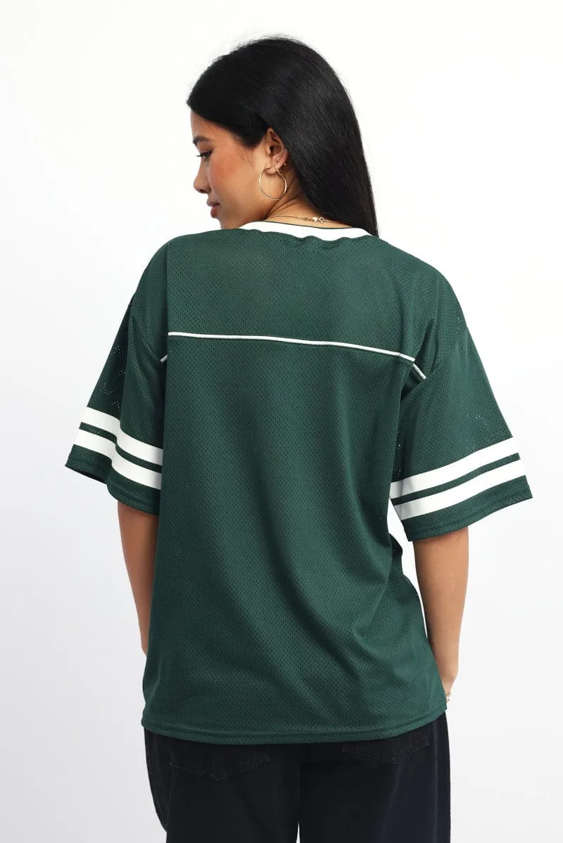 Green Sport Tee Short Sleeve Simple and Comfortable