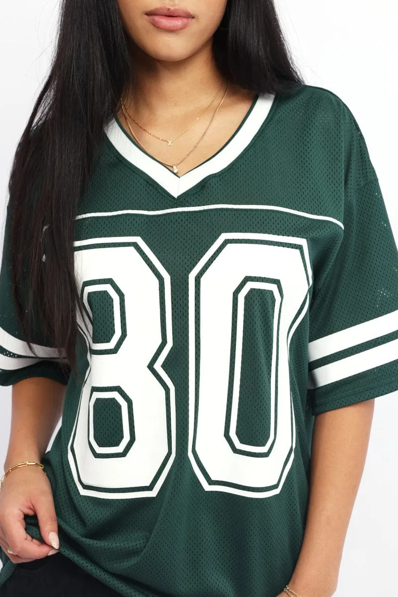 High-Quality Cotton Green Sport Tee Short Sleeve