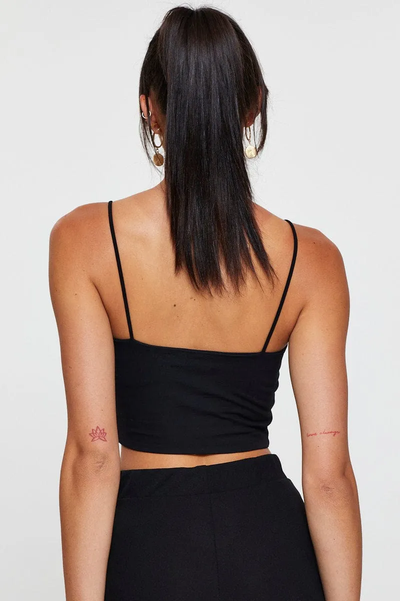 Daily Fit Office Glam Black Singlet Top Sleeveless