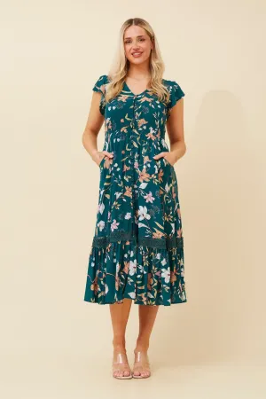 Olive Grove Tram Ride MOROCCO FLORAL MIDI DRESS