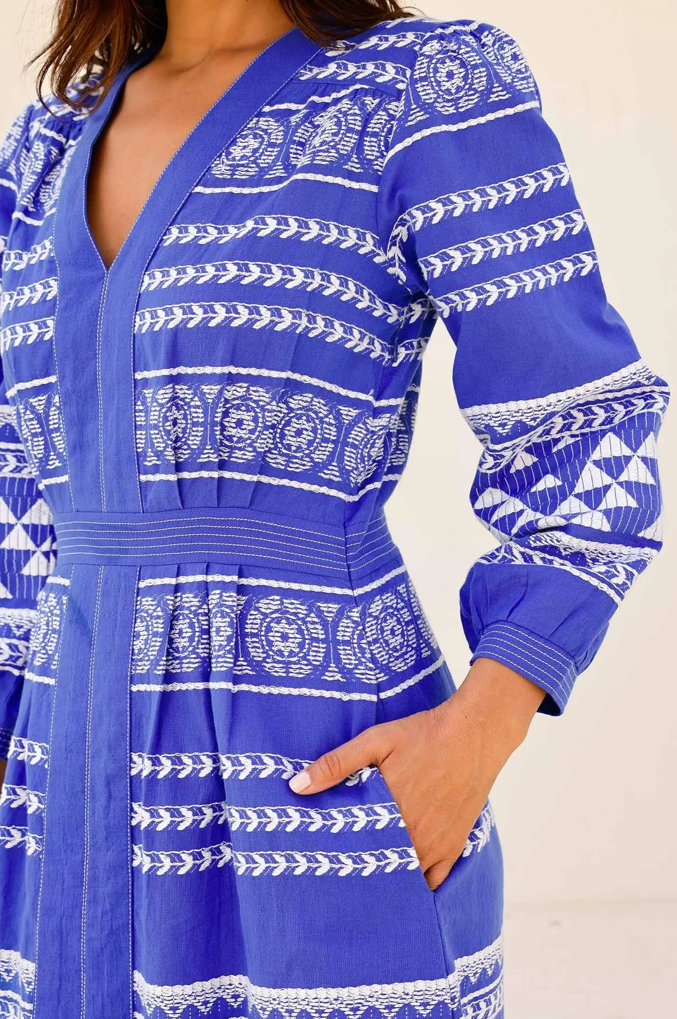 Jamila Jacquard Dress | Cobalt/White Timeless Fashion