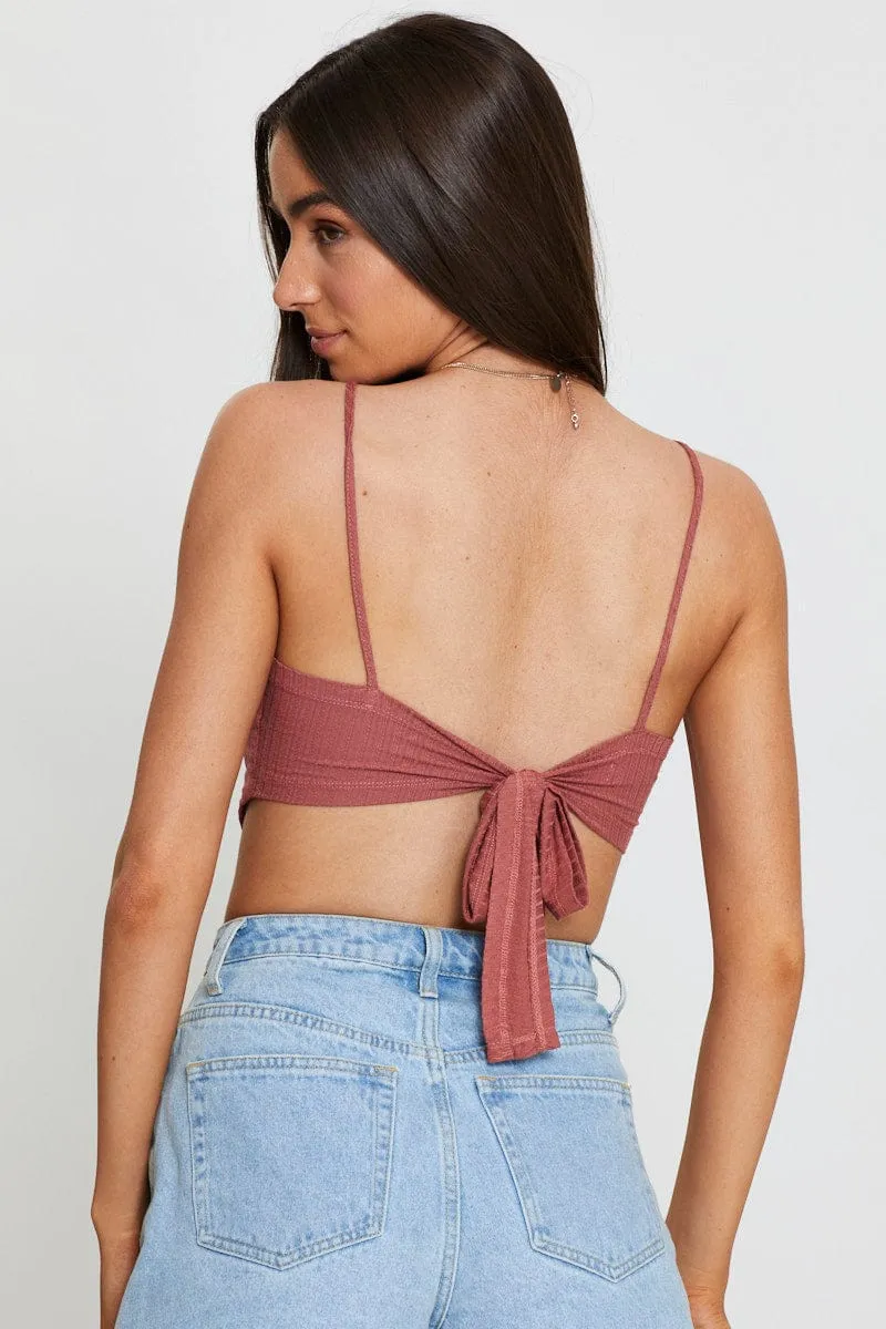 Brown Crop Top Net Fit