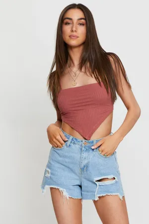 Brown Crop Top casual top StaticResistantLining