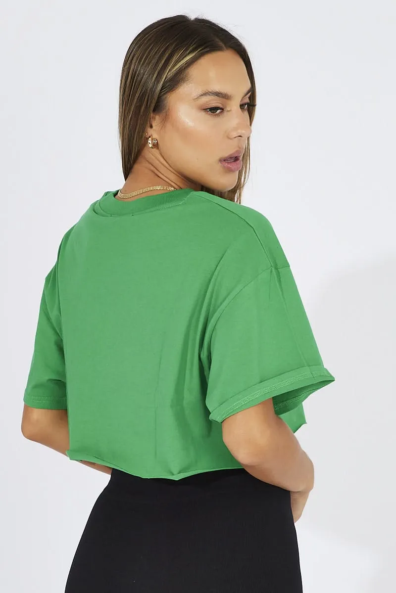 Green Graphic Tee Short Sleeve Comfort Style Edgy