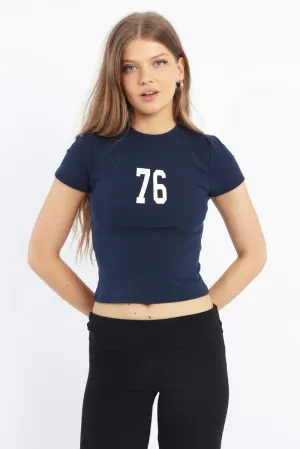 loose but not baggy vacation wear Blue Graphic Tee Short Sleeve