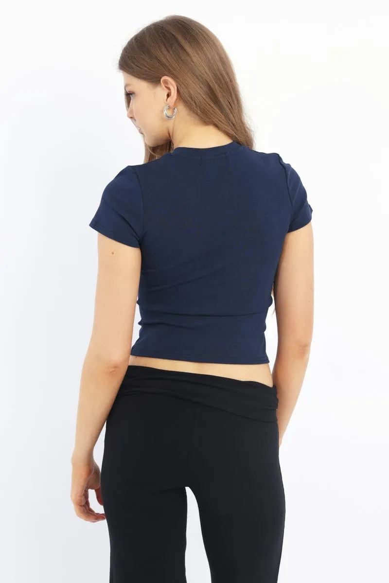 futuristic Blue Graphic Tee Short Sleeve