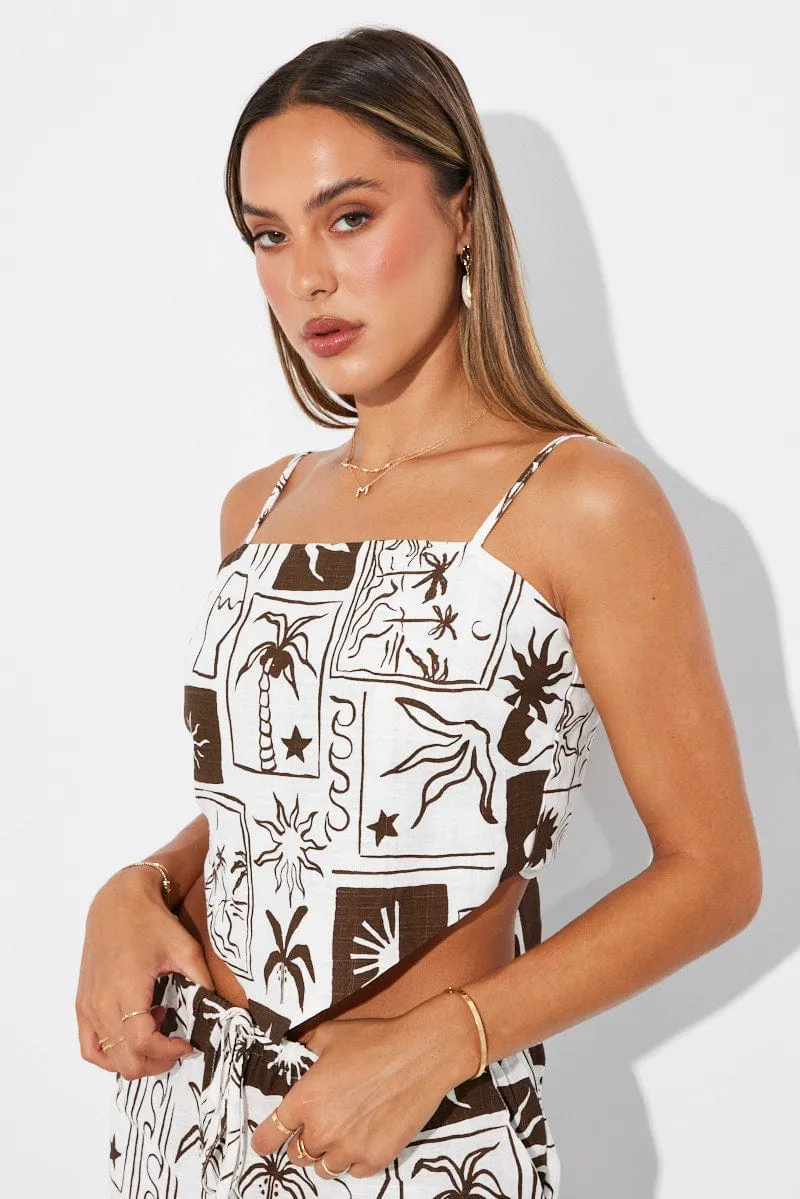 Zero Waste Cozy Robe Brown Abstract Scarf Cami Top Singlet