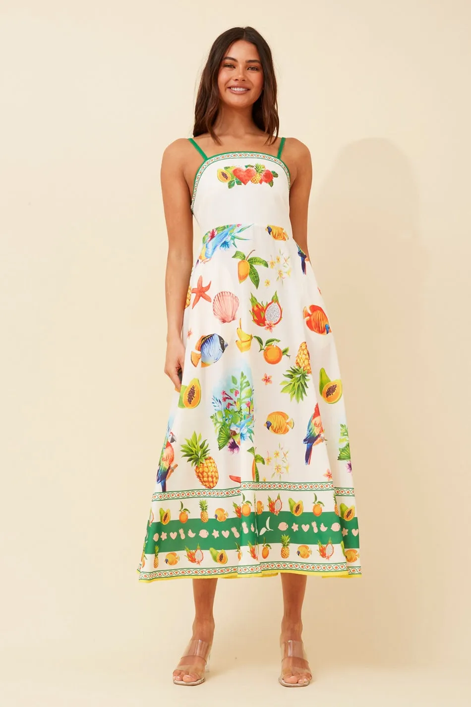 JAVAN WANDERLUST MIDI DRESS Morning Stroll European Charm