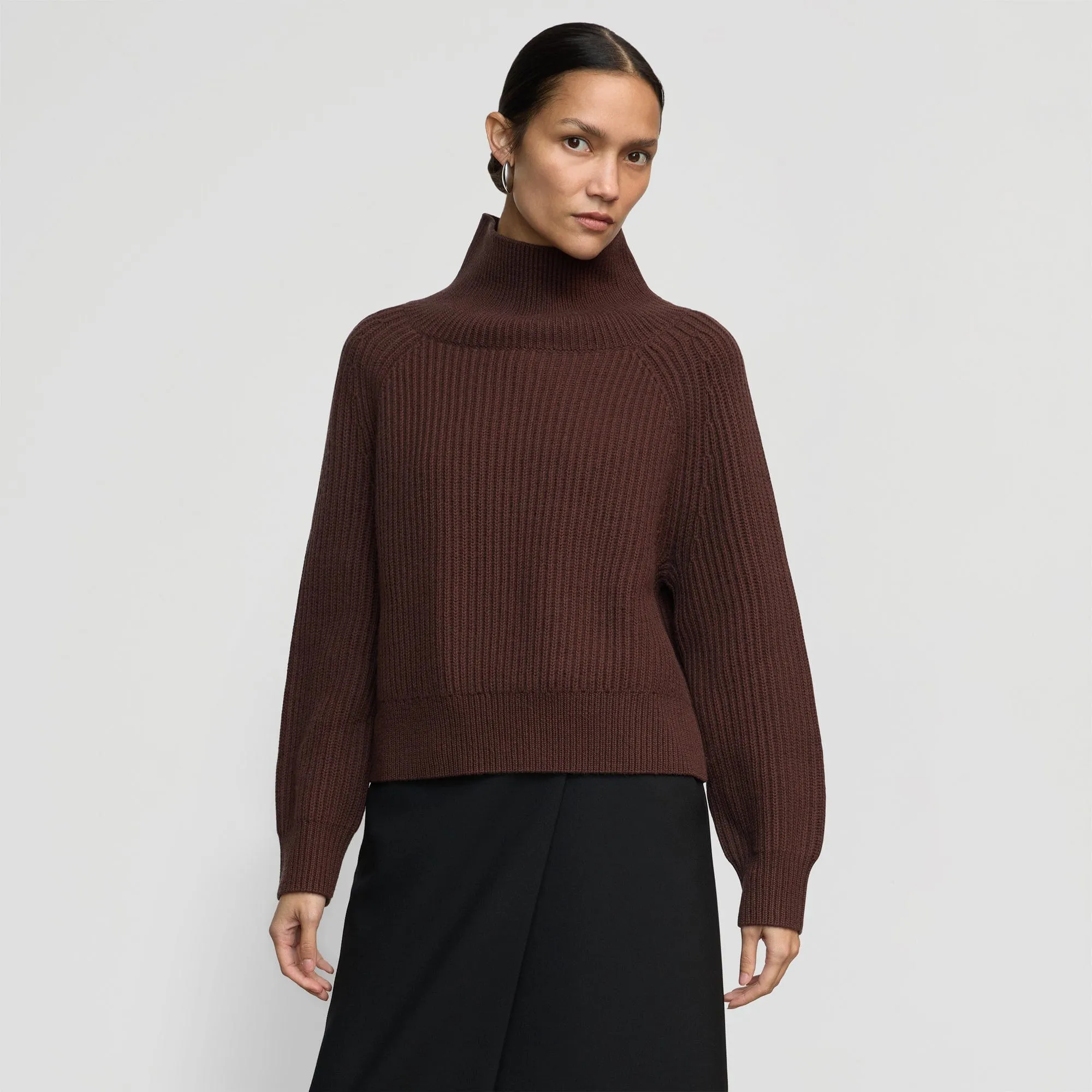 Knitwear Choice Comfort Knit Piece Hadeel Organic Cotton-Wool Mock-Neck Sweater