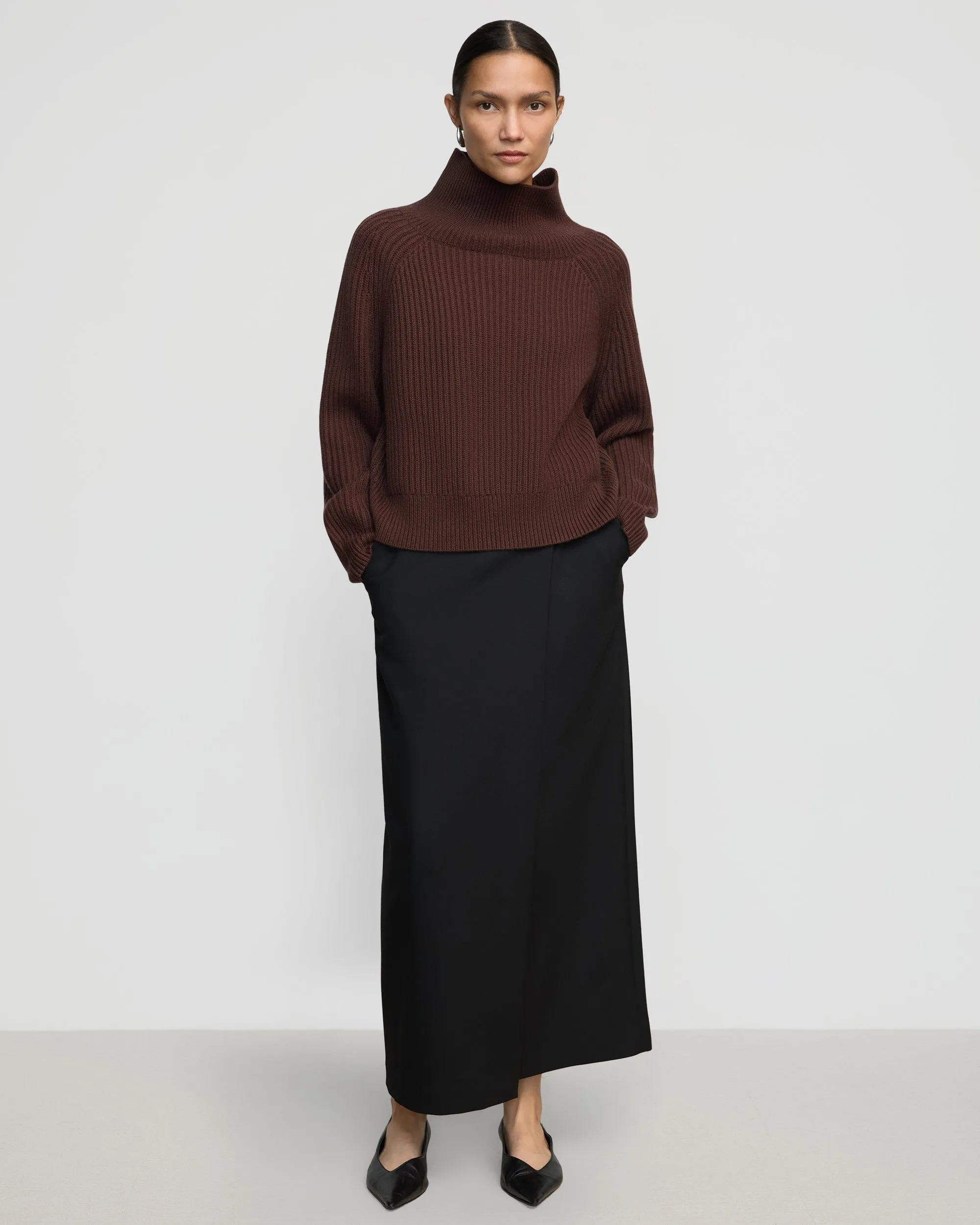 Winter Cozy Cozy Must-Have Hadeel Organic Cotton-Wool Mock-Neck Sweater