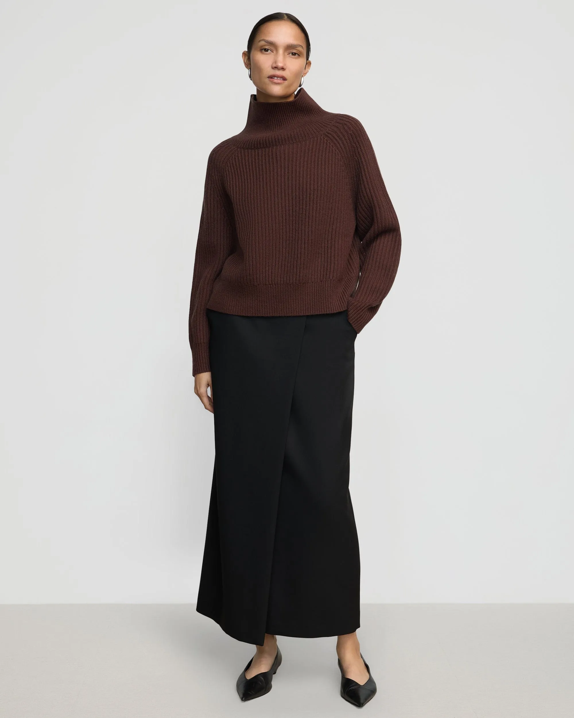 Hadeel Organic Cotton-Wool Mock-Neck Sweater Fashionable Layer Luxury Knit