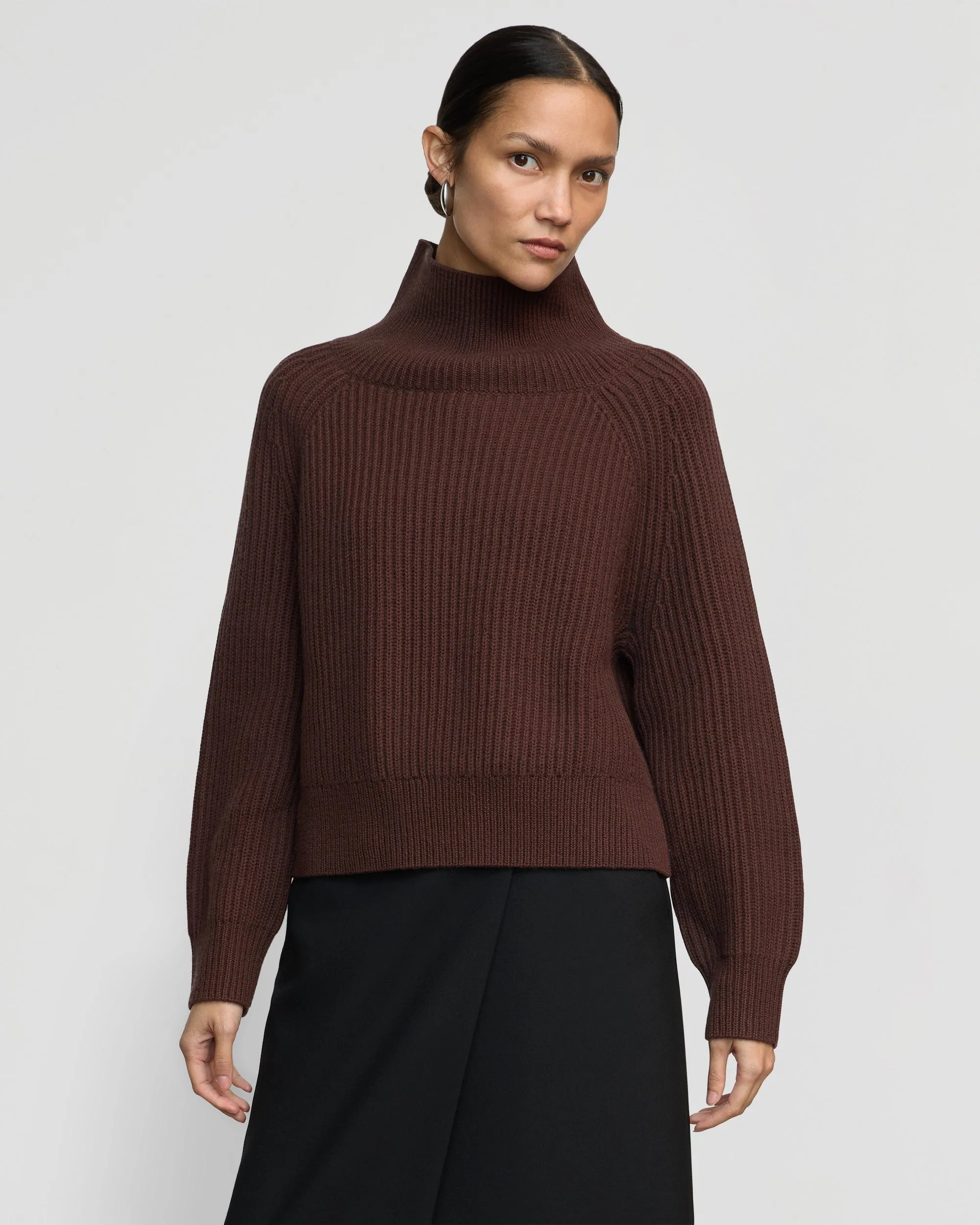 Cozy Layering Hadeel Organic Cotton-Wool Mock-Neck Sweater