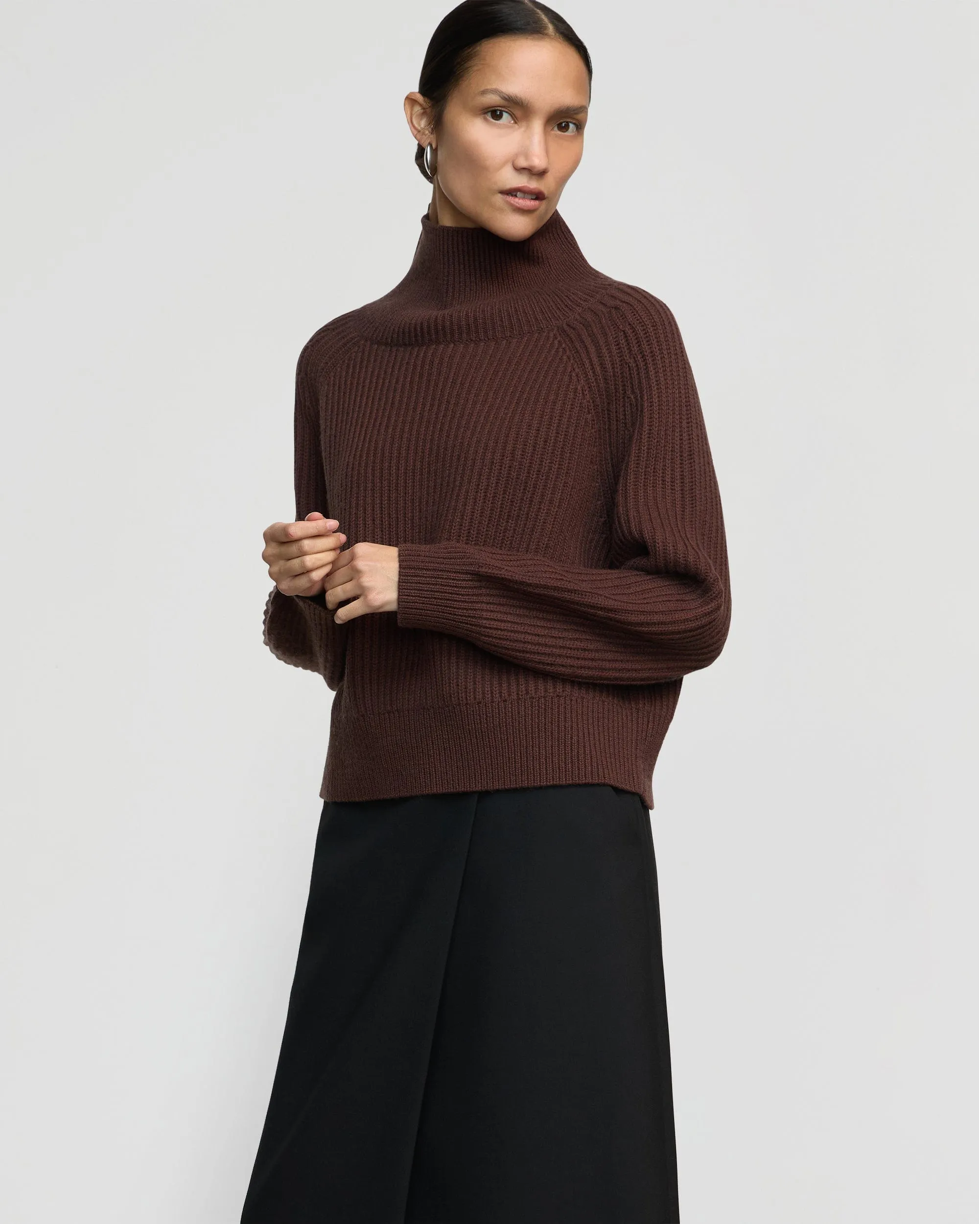 Hadeel Organic Cotton-Wool Mock-Neck Sweater Fashion Essential Cold Weather