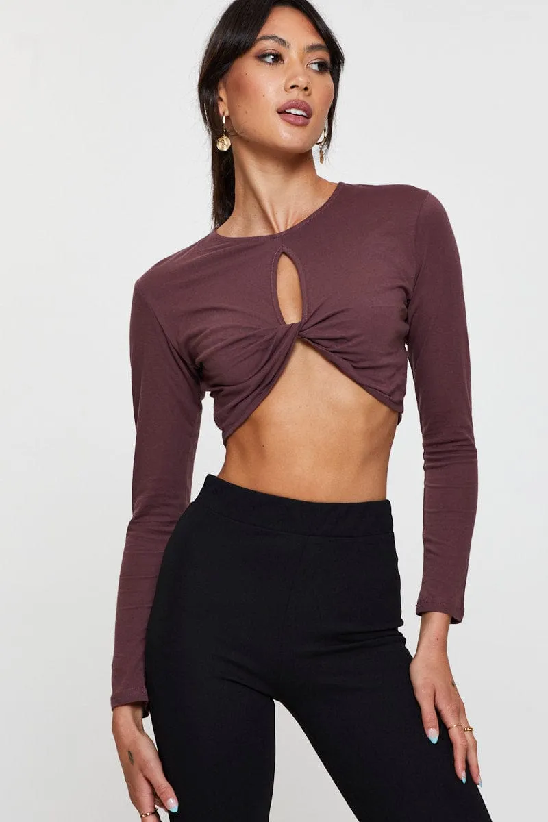 Black Keyhole Crop Top Long Sleeve Hero Tale NonRestrictiveFit