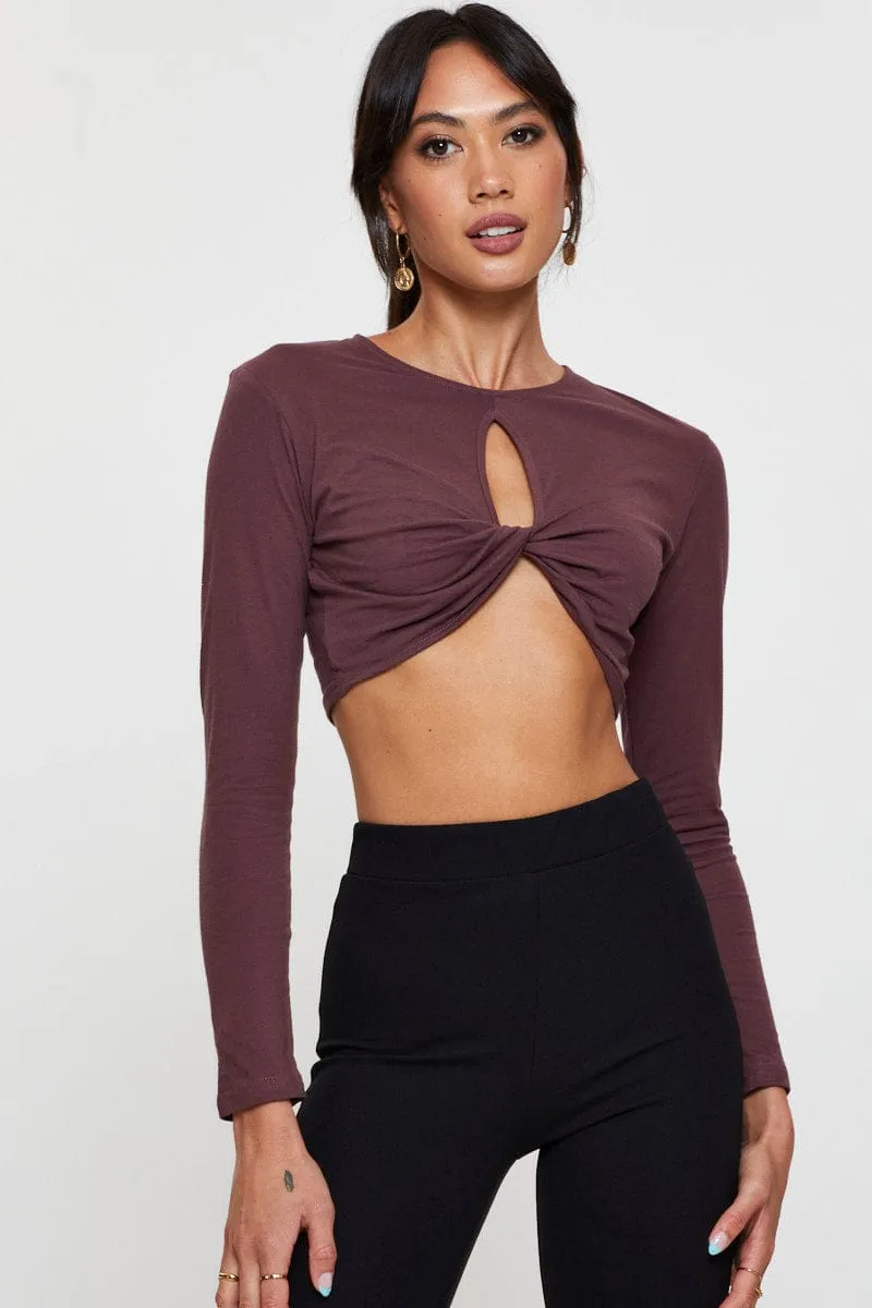 Black Keyhole Crop Top Long Sleeve High-Waisted Pants