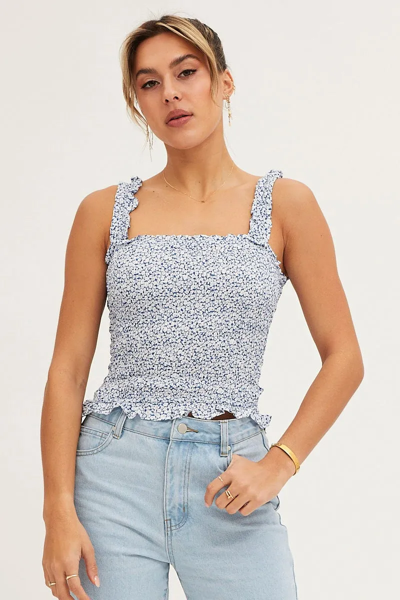 MultiPanelDesign Print Ruched Singlet Sleeveless
