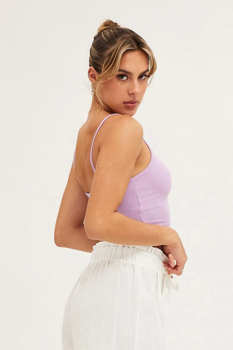 Purple Crop Singlet Top Coastal Chic