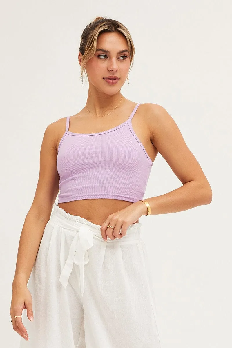 Purple Crop Singlet Top Warm Base