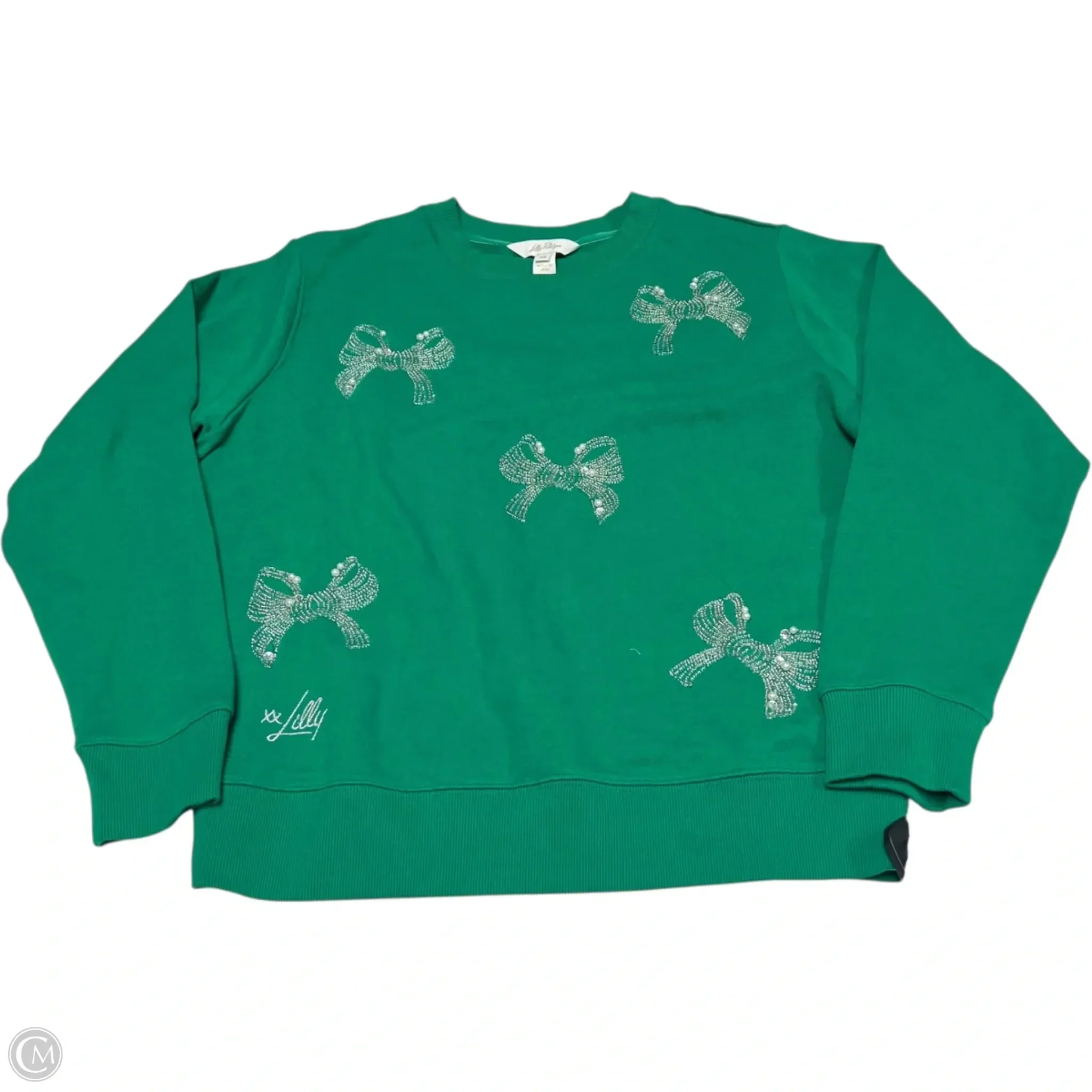 Layered Hem Details Commute Ease Sweatshirt Designer By Lilly Pulitzer In Green, Size: Xs
