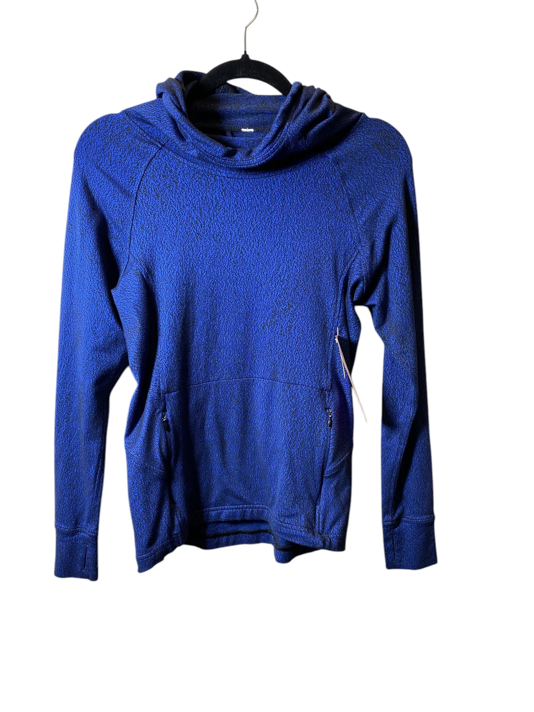 AdjustableWaist Athletic Sweatshirt Hoodie By Lululemon In Black & Blue, Size: Xs