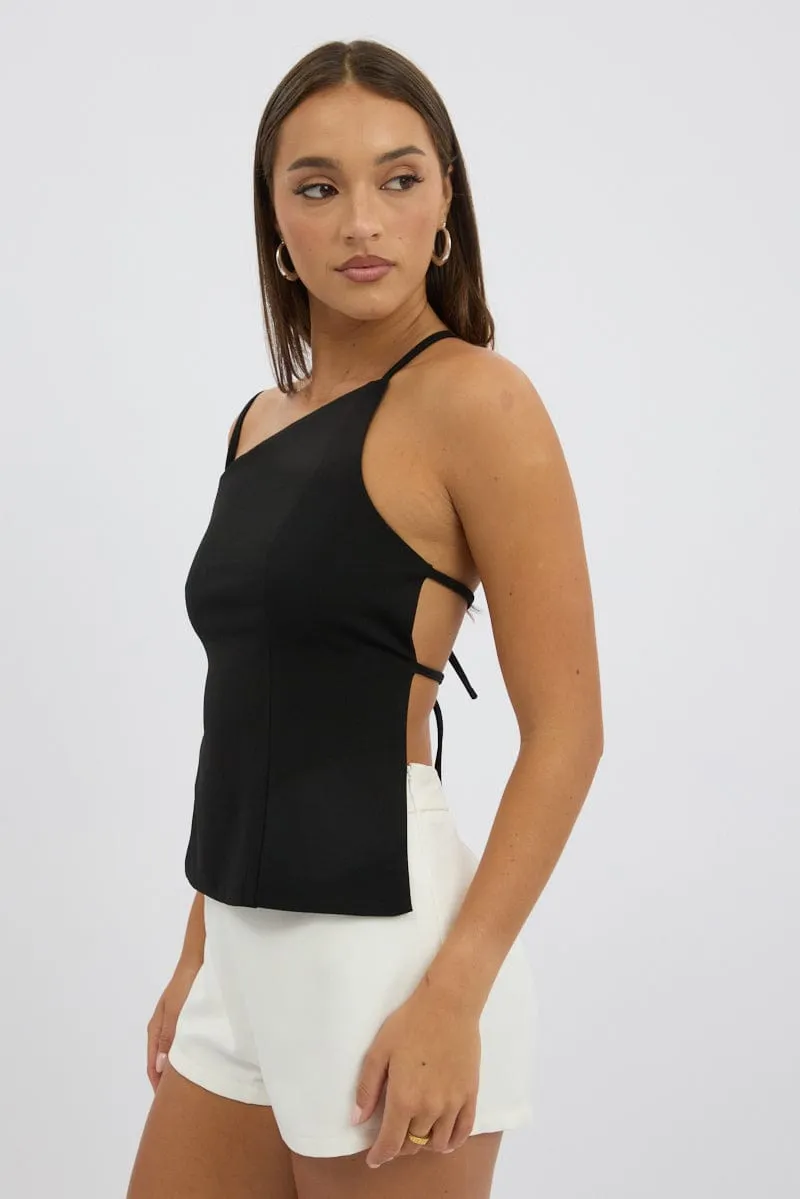 Black Singlet Top Backless Effortless Fashion