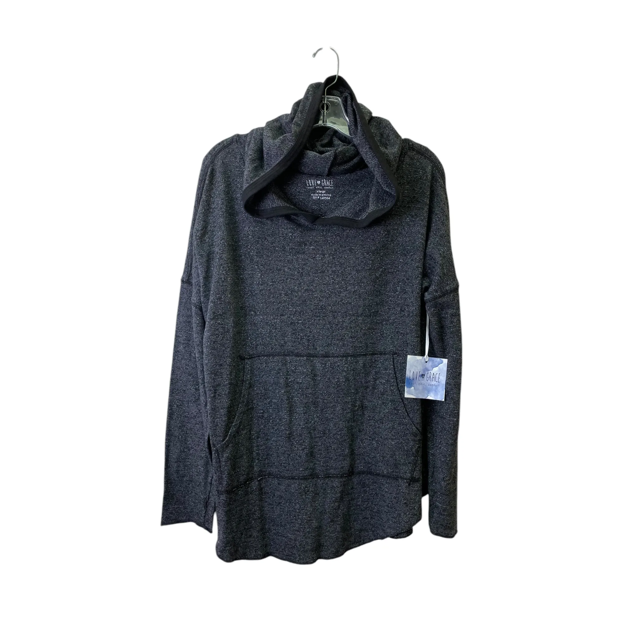 ReinforcedHem Star Mood Sweatshirt Hoodie By Love   Grace In Black, Size:Xl