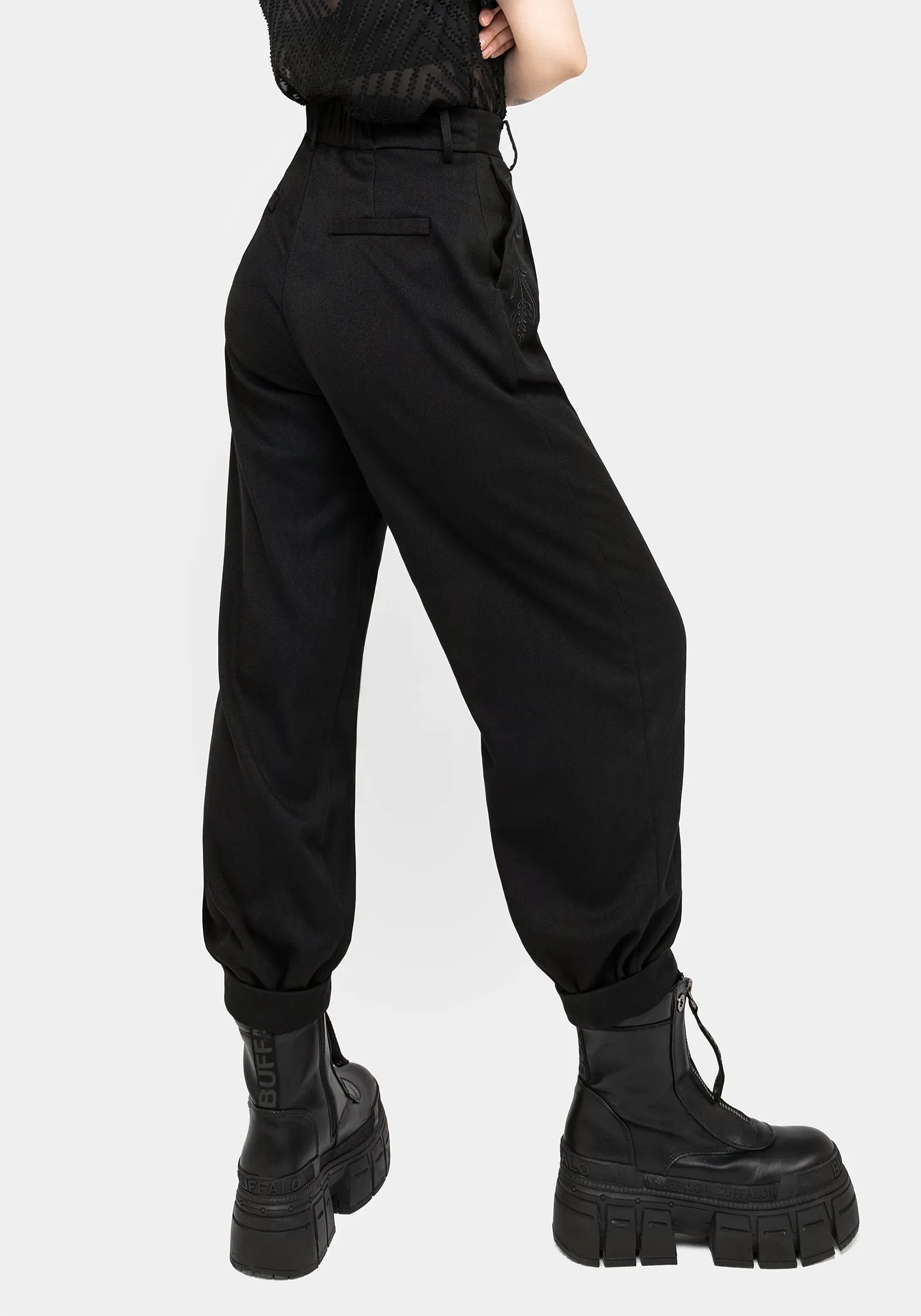 Dianne Embroidered Balloon Trousers - Black Cozy Design