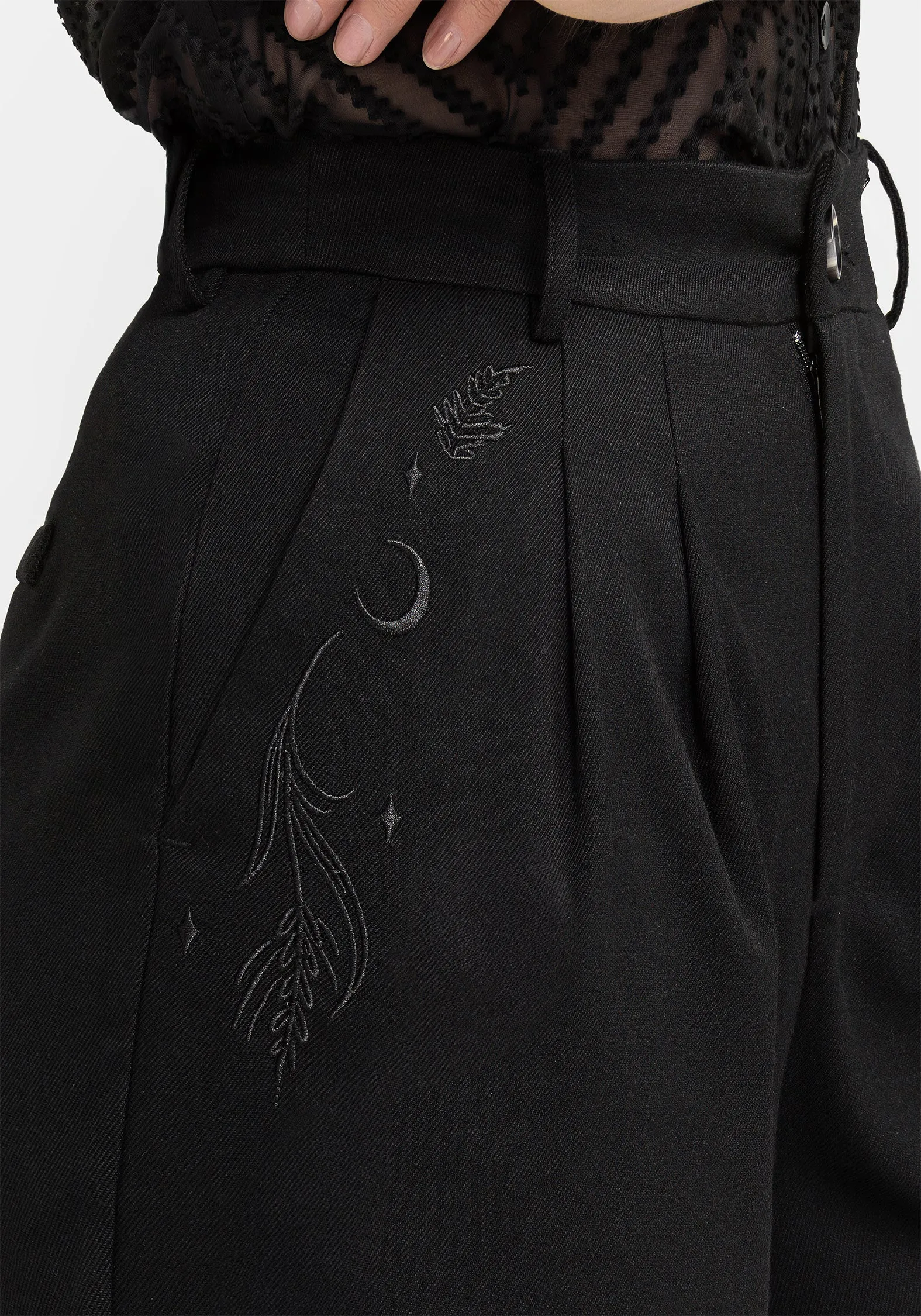 Dianne Embroidered Balloon Trousers - Black Non Irritating Seams