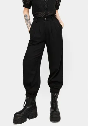 AntiStaticTreatment Polyester fabric Dianne Embroidered Balloon Trousers - Black