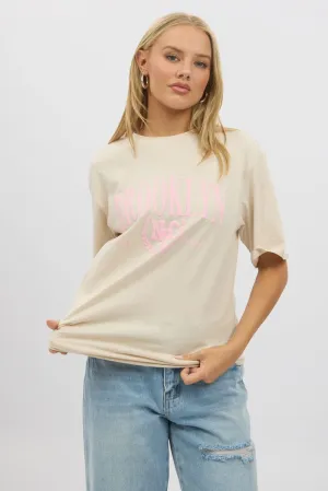 stain resistant coating Holiday Outfit Style Beige Graphic Tee Short Sleeve