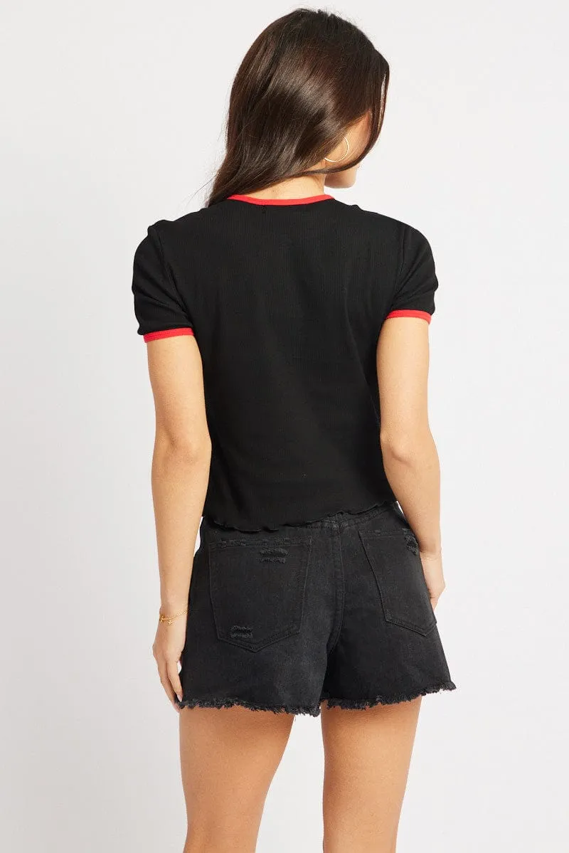 Eco Conscious Production Black Graphic Tee Short Sleeve