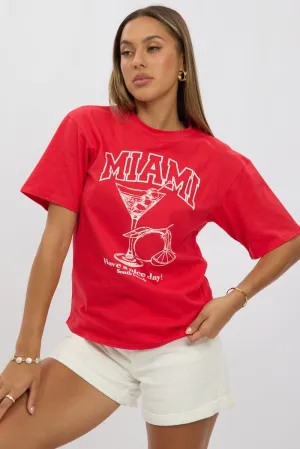 Perfect for Vacation Red Graphic Tee Short Sleeve