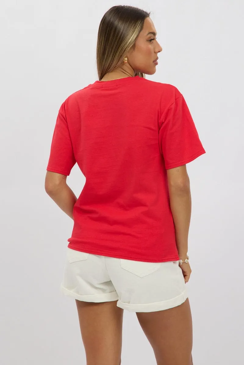 Unisex Fit Fashion Comfort Red Graphic Tee Short Sleeve
