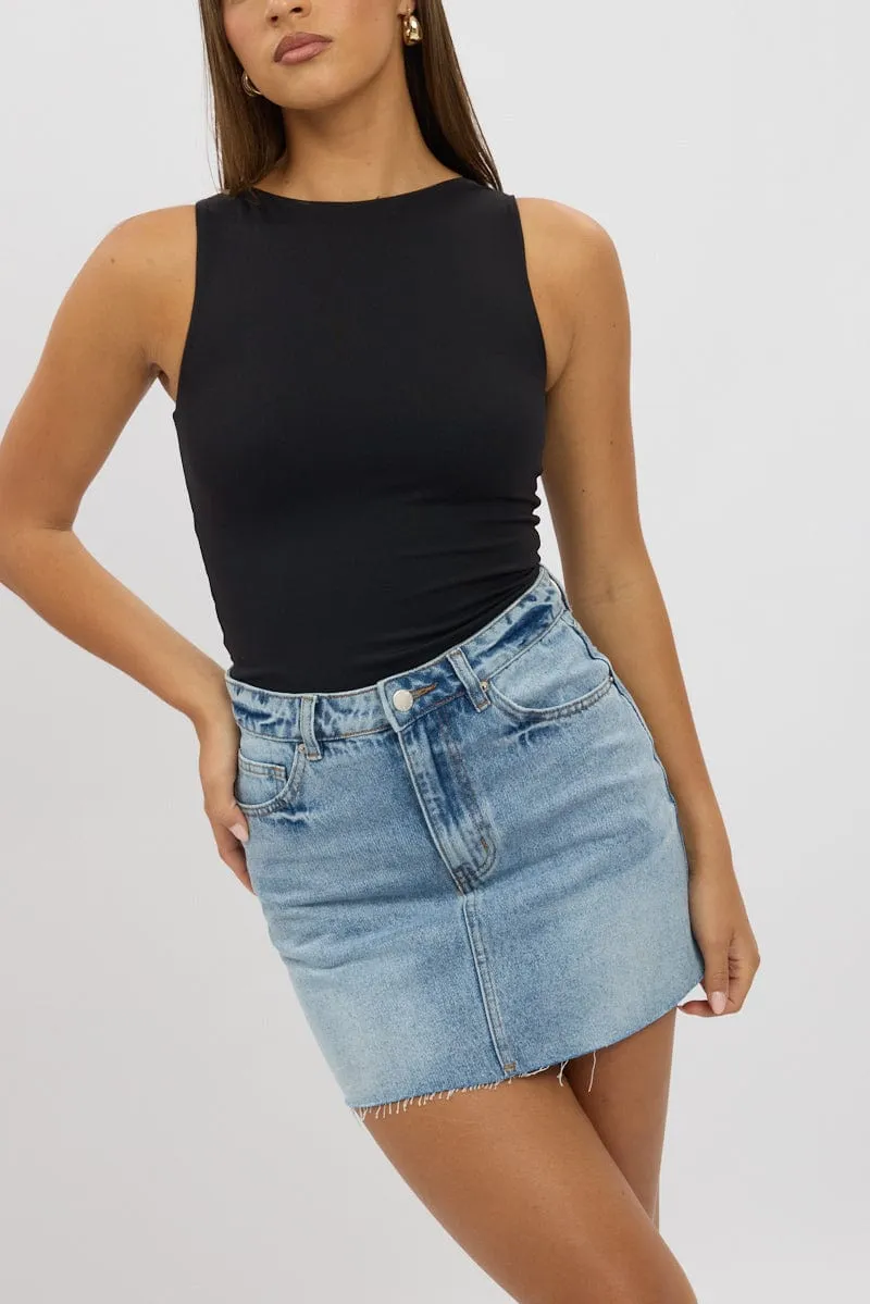 Versatile Outfit Style Preview Denim Denim Mini Skirt Mid Rise Raw Edge