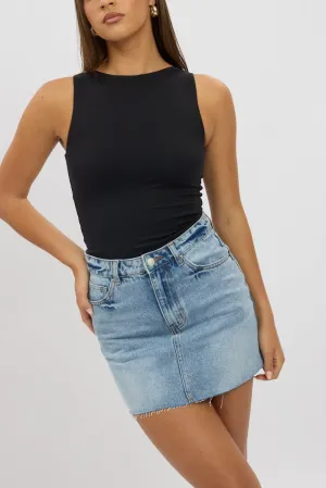 Versatile Outfit Style Preview Denim Denim Mini Skirt Mid Rise Raw Edge