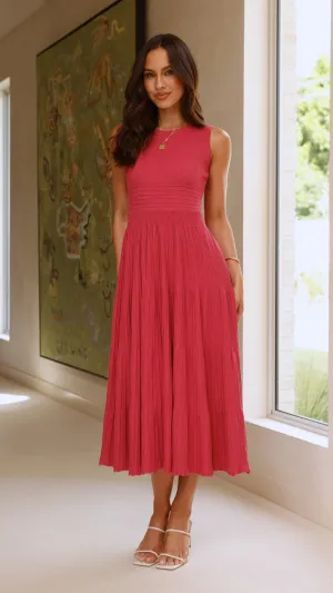 Timeless Silhouettes Kaida Midi Dress - Berry