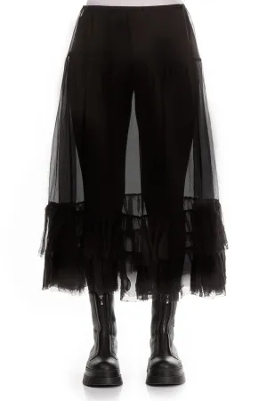 Frilled Black Silk Chiffon Underskirt Wardrobe Basics