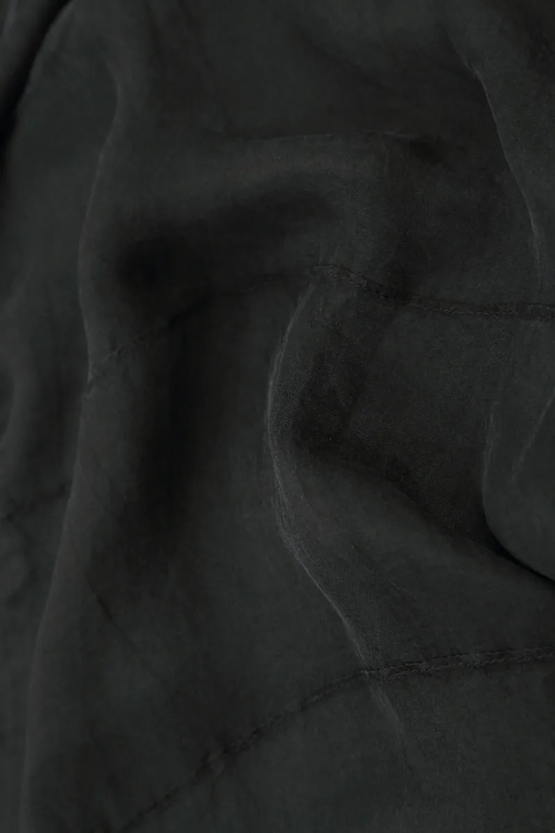 Frilled Black Silk Chiffon Underskirt Laser Cut Edges Everyday Comfort