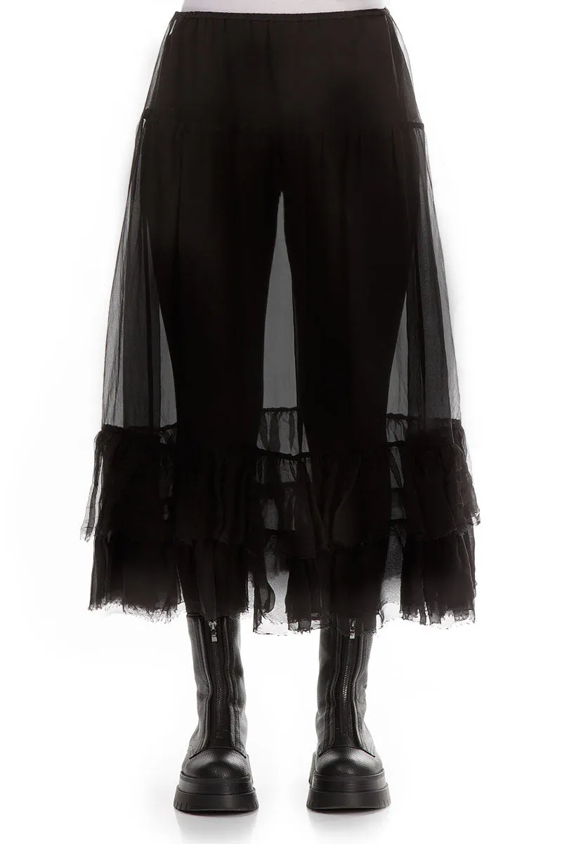 Frilled Black Silk Chiffon Underskirt Wardrobe Basics