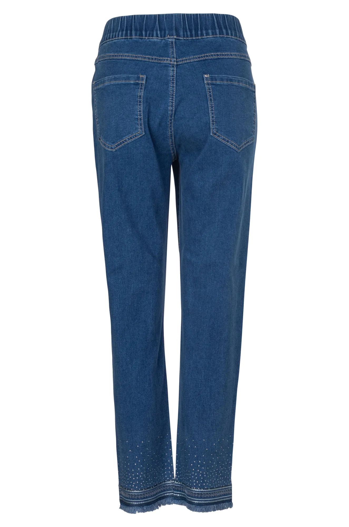 Pull on Wonder Denim Capri Jeans | MID INDIGO | 6624A1 Daily Attire