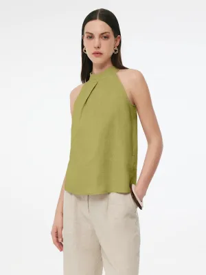 100% Linen Women Halter Tank Top Stealthy
