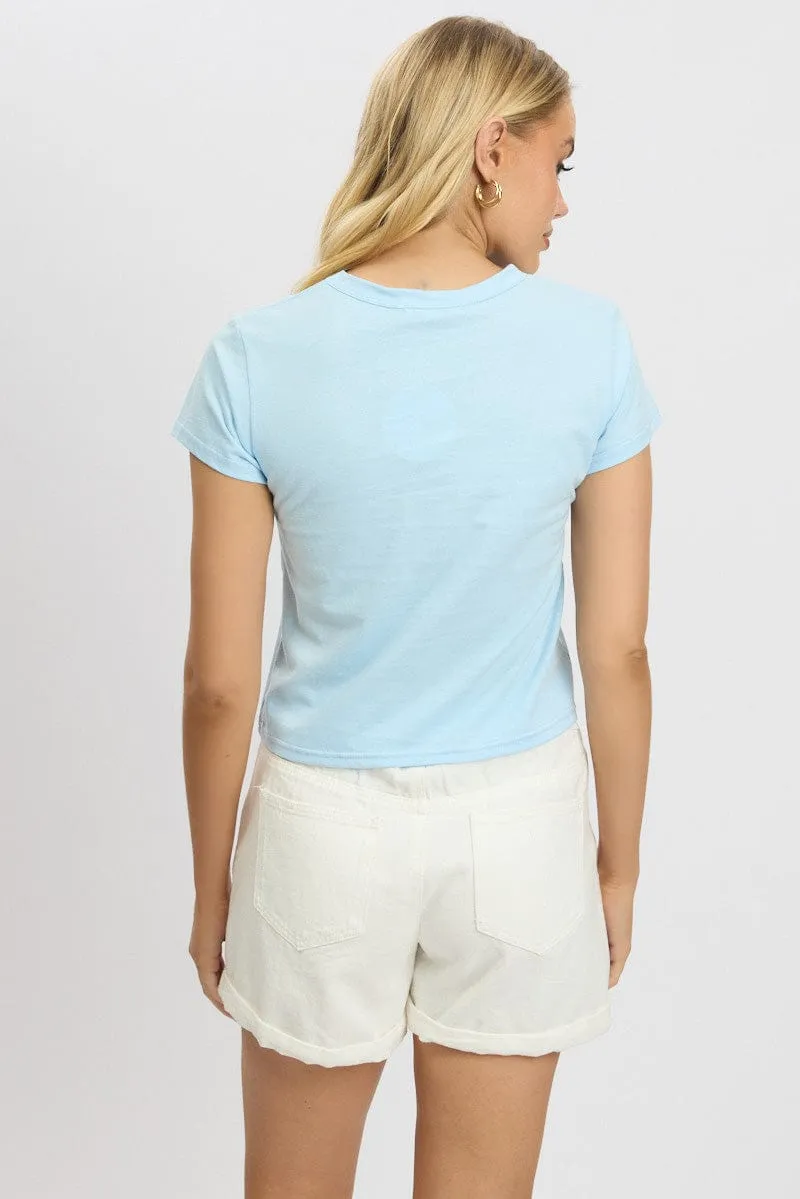 Premium Comfort Chilly Day Essentials Blue Graphic Tee Short Sleeve